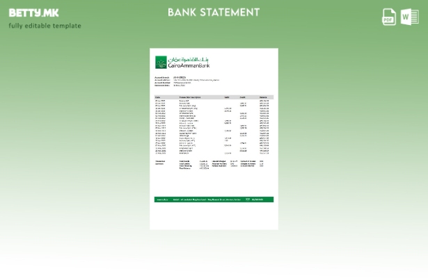 Модерен стил, шаблон за зборови од банкарски извод од Јордан Каиро Аман